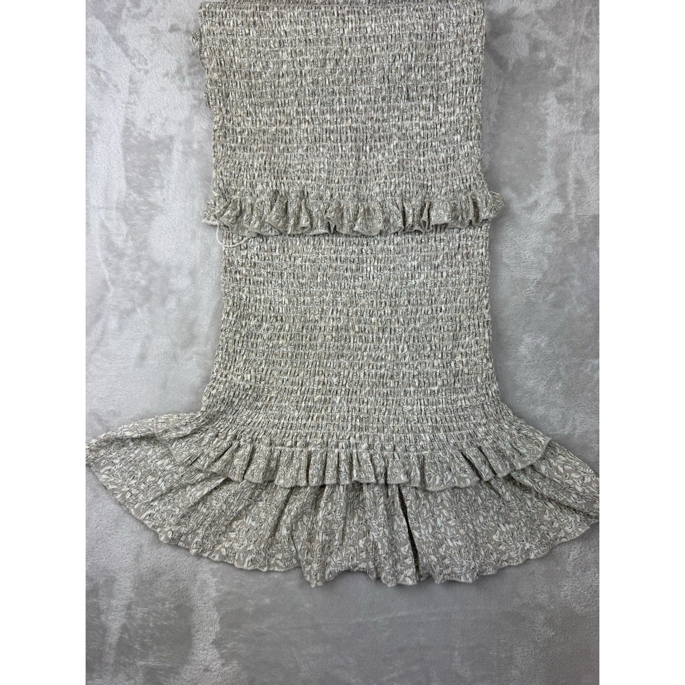 Mable Floral Smocked Midi Dress Medium M Tiered Ruffle Boho Spaghetti Strap Gray - Picture 6 of 13